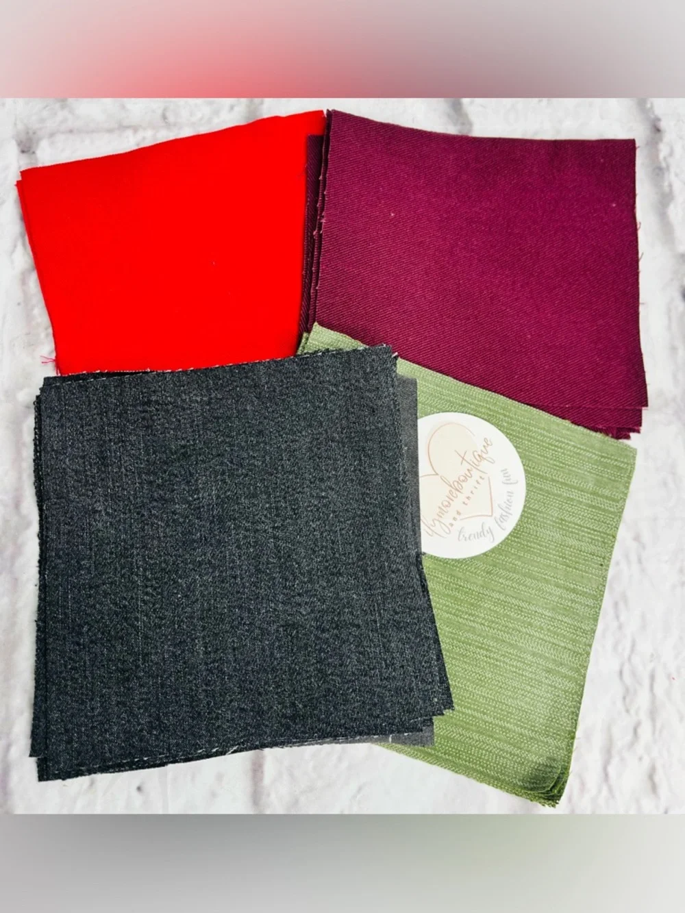 Reclaimed Denim Squares, Mixed Colors, 6-Inch Crafting Fabric Pack